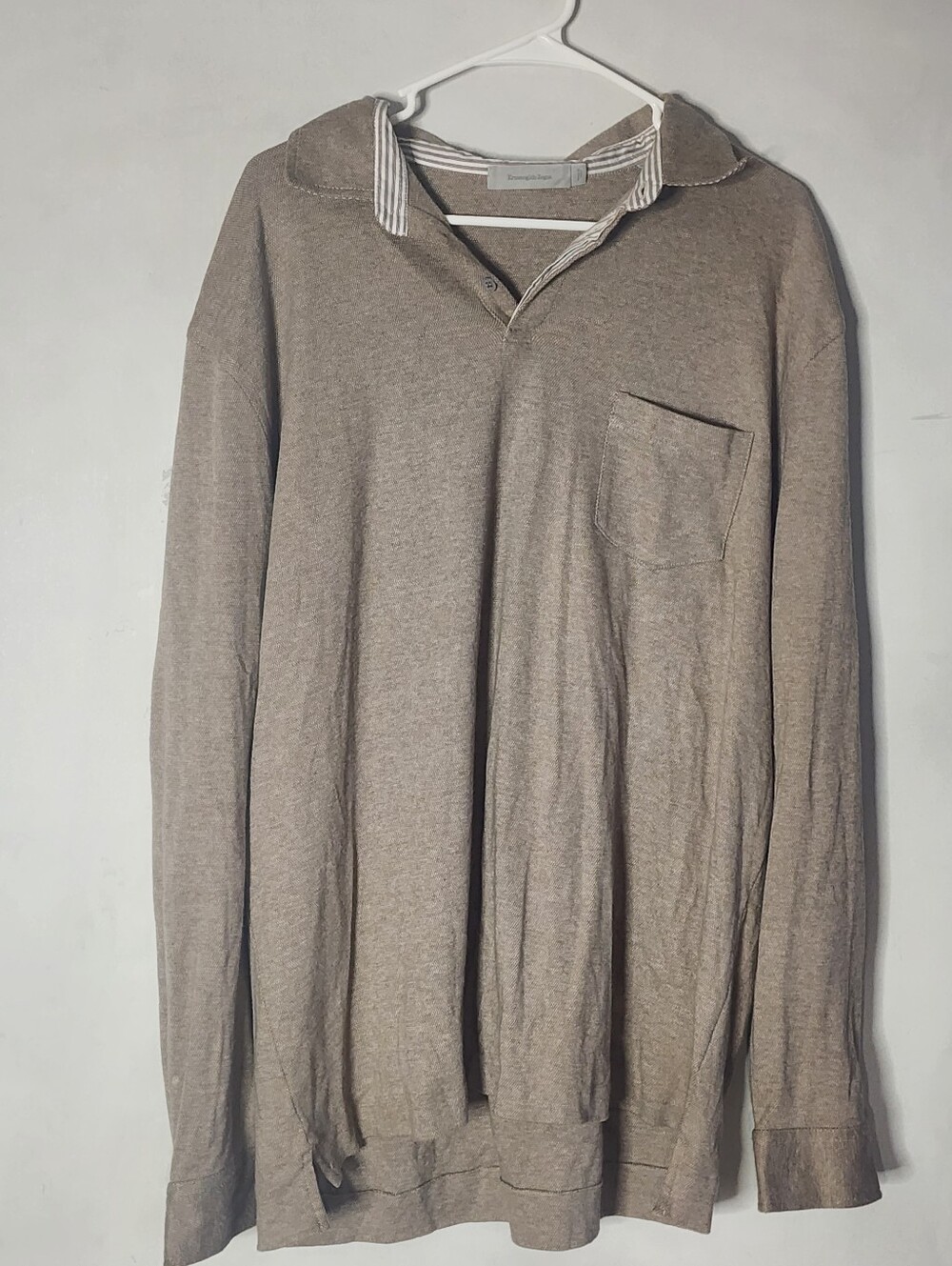 Ermenegildo Zegna Taupe Long-Sleeve Polo